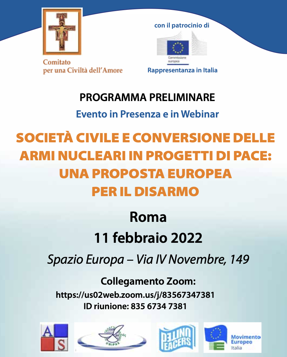 Societ&agrave; civile e conversione delle armi nucleari in progetti di pace: una proposta europea per il disarmo